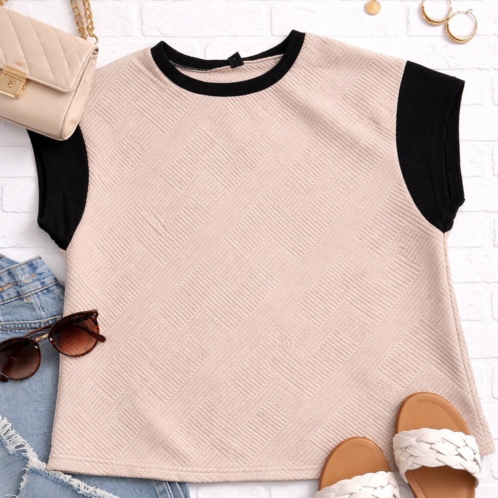 Elegant Beige and Black Women's Top SHEin Plus 1x